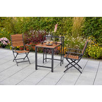 BALKONSET Graphitfarben, Naturfarben 3-teilig  - Graphitfarben/Naturfarben, MODERN, Holz/Metall - Gardenson