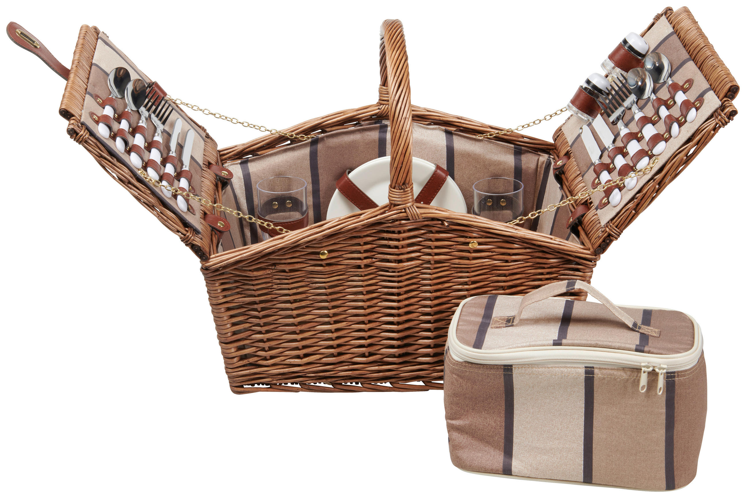 PICKNICKKORB - Cappuccino, Basics, Holz/Textil (45/30/44cm) - Ambia Home