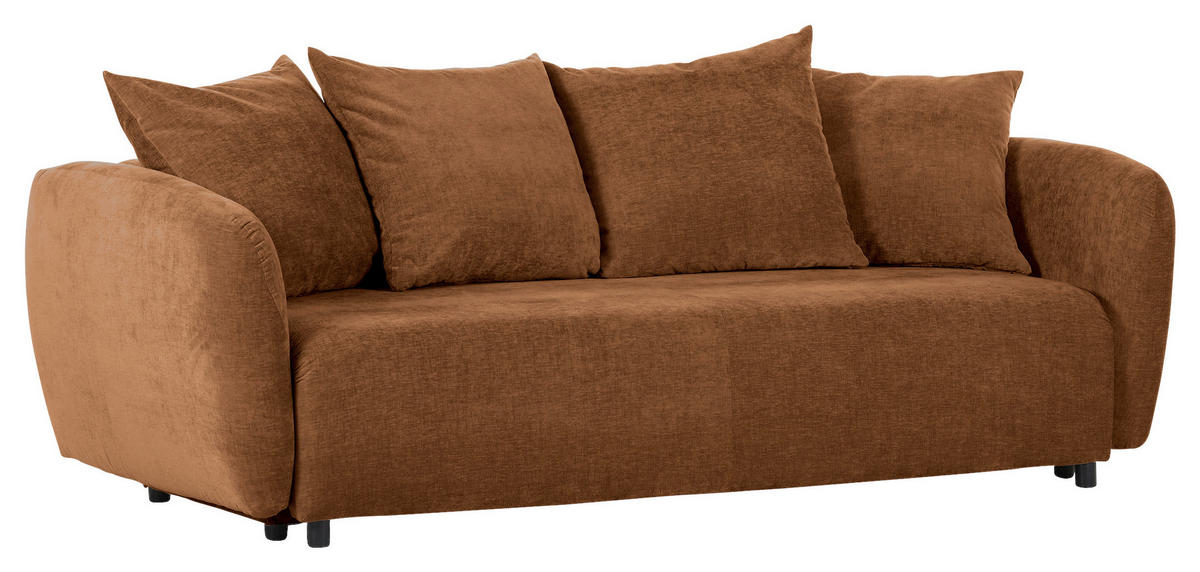 SCHLAFSOFA in Flachgewebe Rostfarben  - Rostfarben/Schwarz, KONVENTIONELL, Kunststoff/Textil (250/74/108cm) - Carryhome