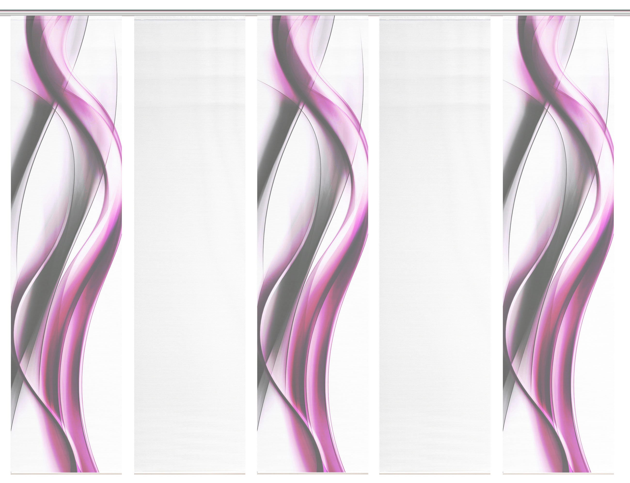 XXXLutz Flächenvorhang Cara Grau, Weiß, Pink 60x260 cm