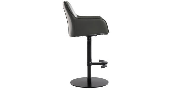 BARHOCKER Echtleder Grau, Schwarz Eisen Lederauswahl, Sitzfläche 360° drehbar, automatische Rückholfunktion - Schwarz/Grau, Design, Leder/Metall (54/92-112/55cm) - Novel