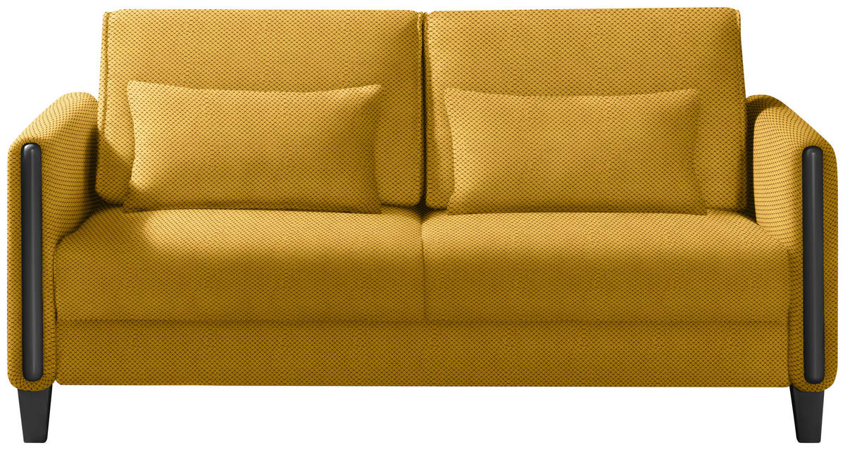 SCHLAFSOFA in Holz, Textil Schwarz, Currygelb  - Currygelb/Schwarz, Design, Holz/Textil (174/88/104cm) - Niels Andersson