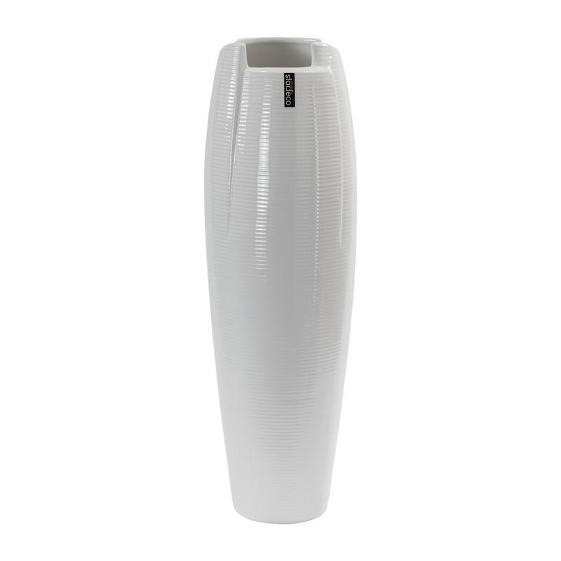 VÁZA, keramika, 58 cm - biela s vysokým leskom, Basics, keramika (18/58/18cm)