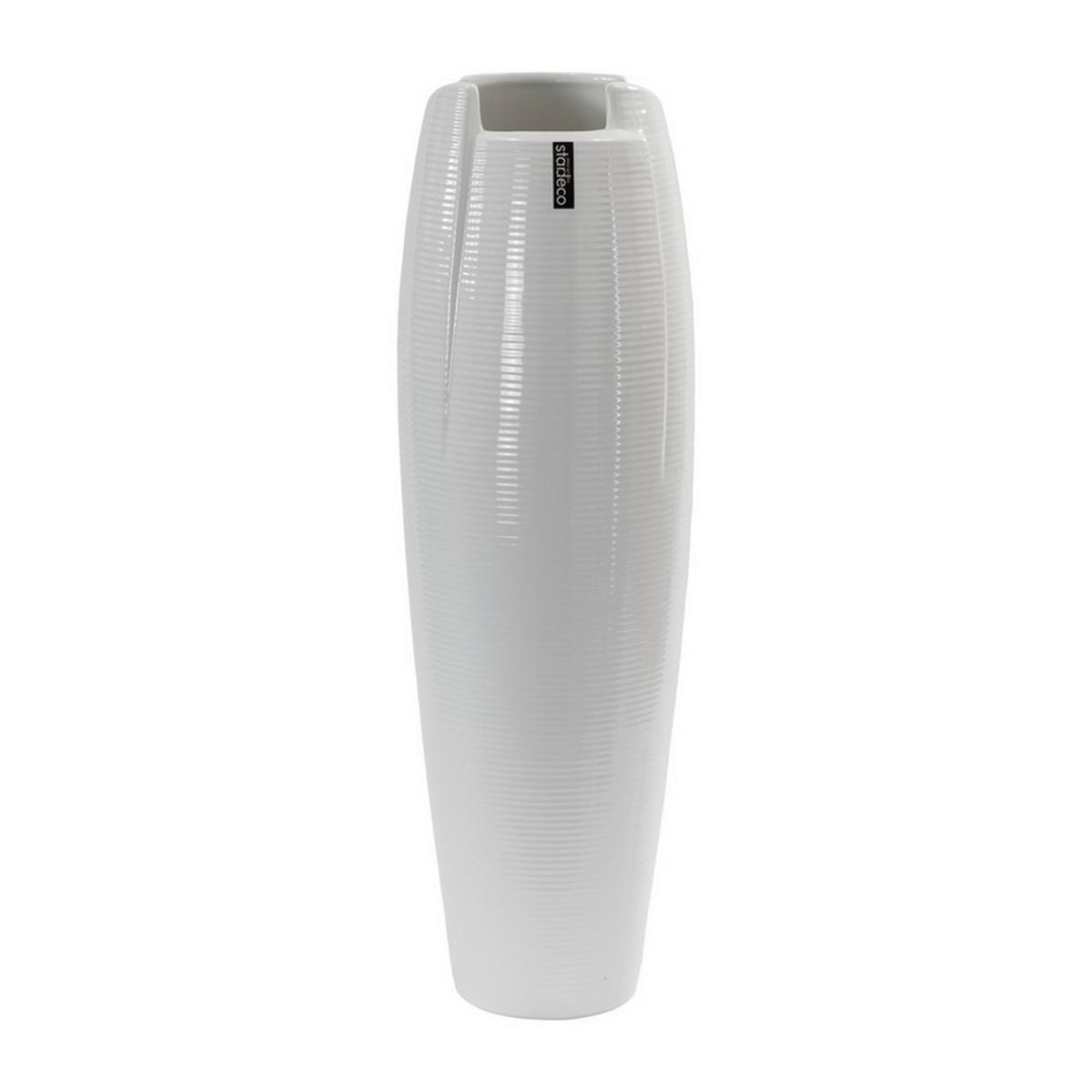 VÁZA, keramika, 58 cm - biela s vysokým leskom, Basics, keramika (18/58/18cm)
