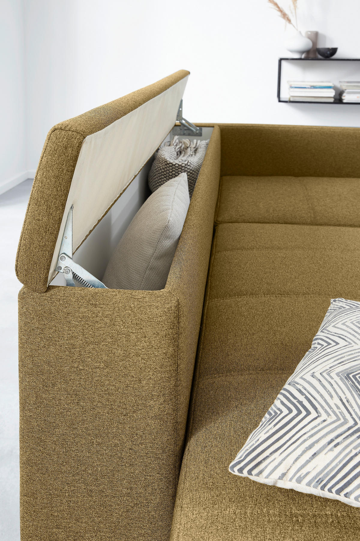 ECKSOFA LOOKS III Messingfarben Webstoff  - Messingfarben/Schwarz, Design, Kunststoff/Textil (229/287cm) - LOOKS by W.Joop
