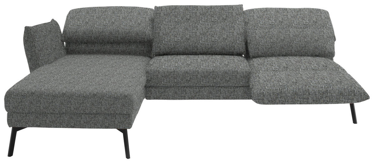 ECKSOFA in Flachgewebe Grau  175/277 cm  - Schwarz/Grau, Design, Textil/Metall (175/277cm) - Schöner Wohnen