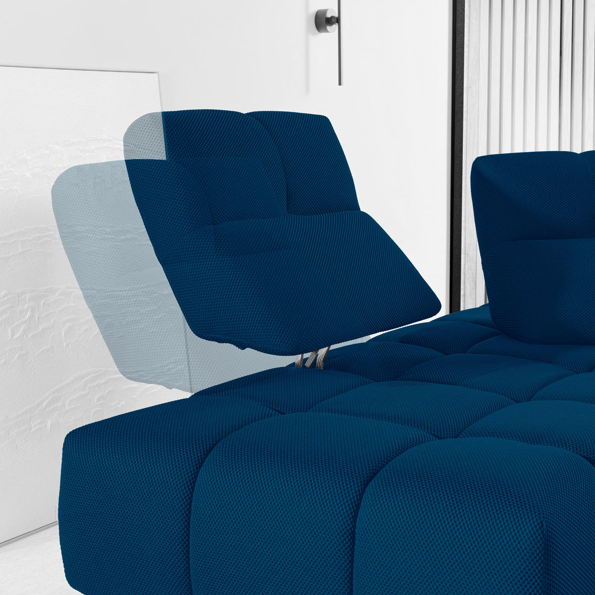 ECKSOFA  in Struktur Blau  233/313 cm  - Blau/Schwarz, Design, Kunststoff/Textil (233/313cm) - Belluti