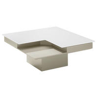 COUCHTISCH in Glas, Holzwerkstoff 85/85/35 cm  - Hellgrau/Weiß, Design, Glas/Holzwerkstoff (85/85/35cm) - Bacher