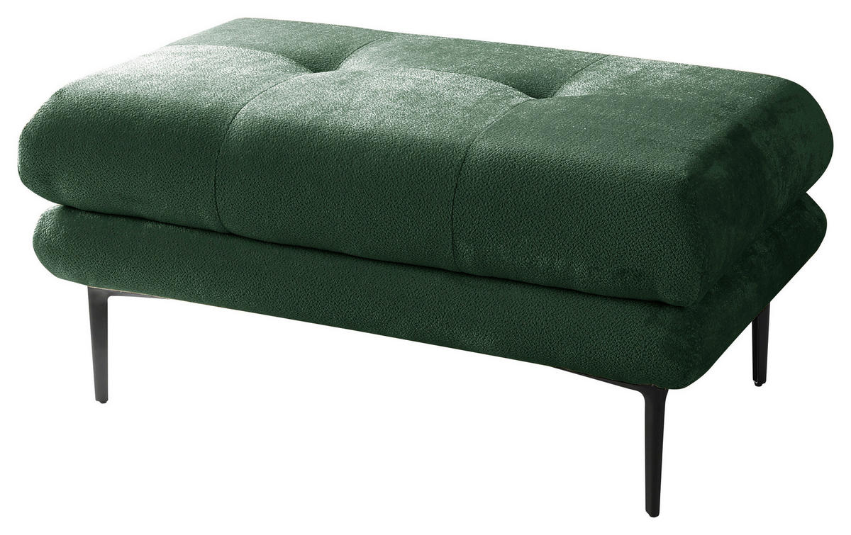 HOCKER in Textil Grün  - Schwarz/Grün, Design, Textil/Metall (80/48/80cm) - MID.YOU