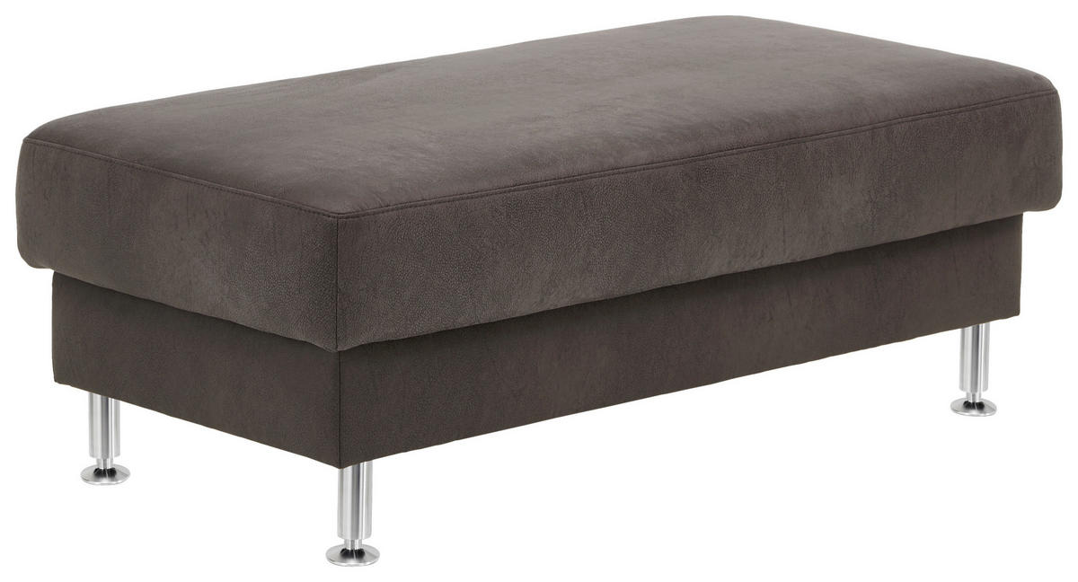 ECKSOFA in Mikrofaser Anthrazit  275/242 cm  - Anthrazit/Alufarben, Design, Textil/Metall (275/242cm) - Dieter Knoll