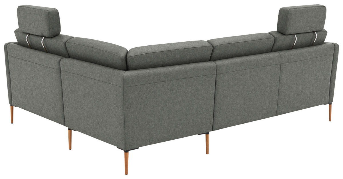 ECKSOFA Flachgewebe Graugrün  - Eichefarben/Graugrün, Design, Holz/Textil (238/186cm) - Valnatura