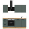 KÜCHENLEERBLOCK 210 cm   in Eichefarben, Dunkelgrün  - Dunkelgrün/Eichefarben, MODERN, Holzwerkstoff/Metall (210cm) - Nobilia