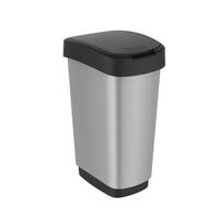 ABFALLEIMER Kunststoff   - Silberfarben/Schwarz, Basics, Kunststoff (40,1/29,8/60,2cm) - Rotho