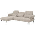 ECKSOFA in Chenille Taupe  180/282 cm  - Taupe/Schwarz, MODERN, Textil/Metall (180/282cm) - Novel