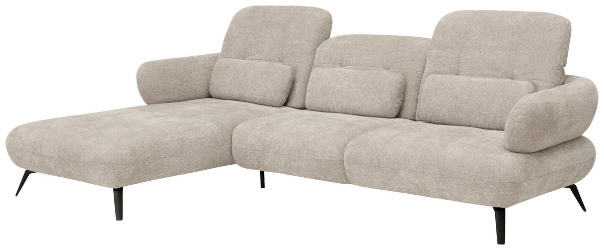 ECKSOFA in Chenille Taupe  180/282 cm  - Taupe/Schwarz, MODERN, Textil/Metall (180/282cm) - Novel