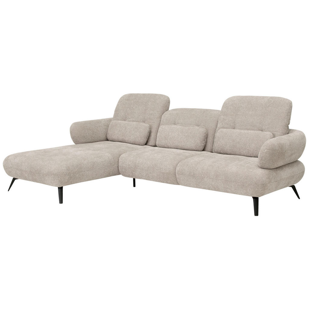 Thumbnail - Novel Ecksofa, Taupe, Textil, 3-Sitzer, Ottomane links, L-Form, 282x180 cm, Stoffauswahl, seitenverkehrt erhältlich, Rüc...