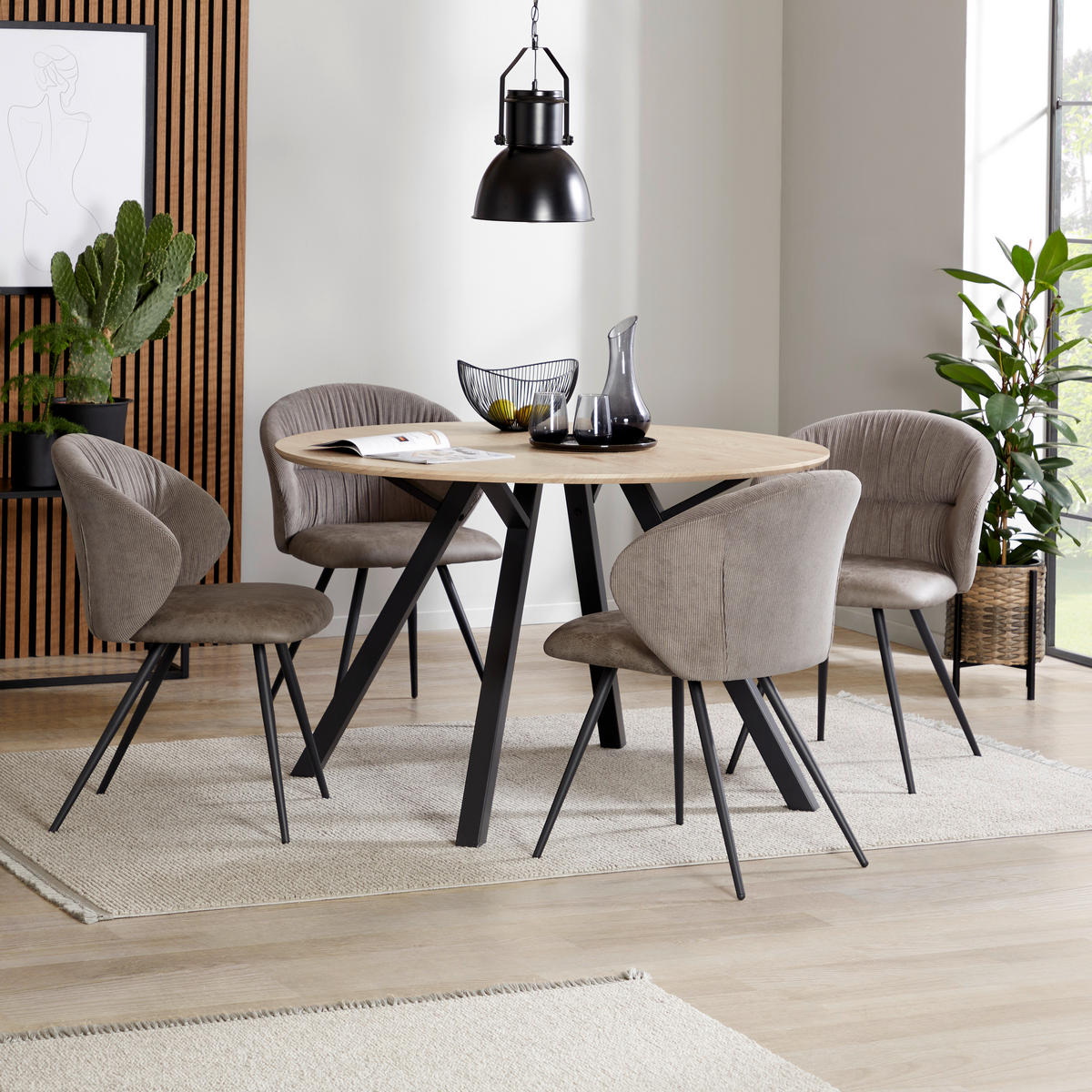 STUHL Struktur Grau  - Schwarz/Grau, MODERN, Textil/Metall (57/80,5/62cm) - MID.YOU