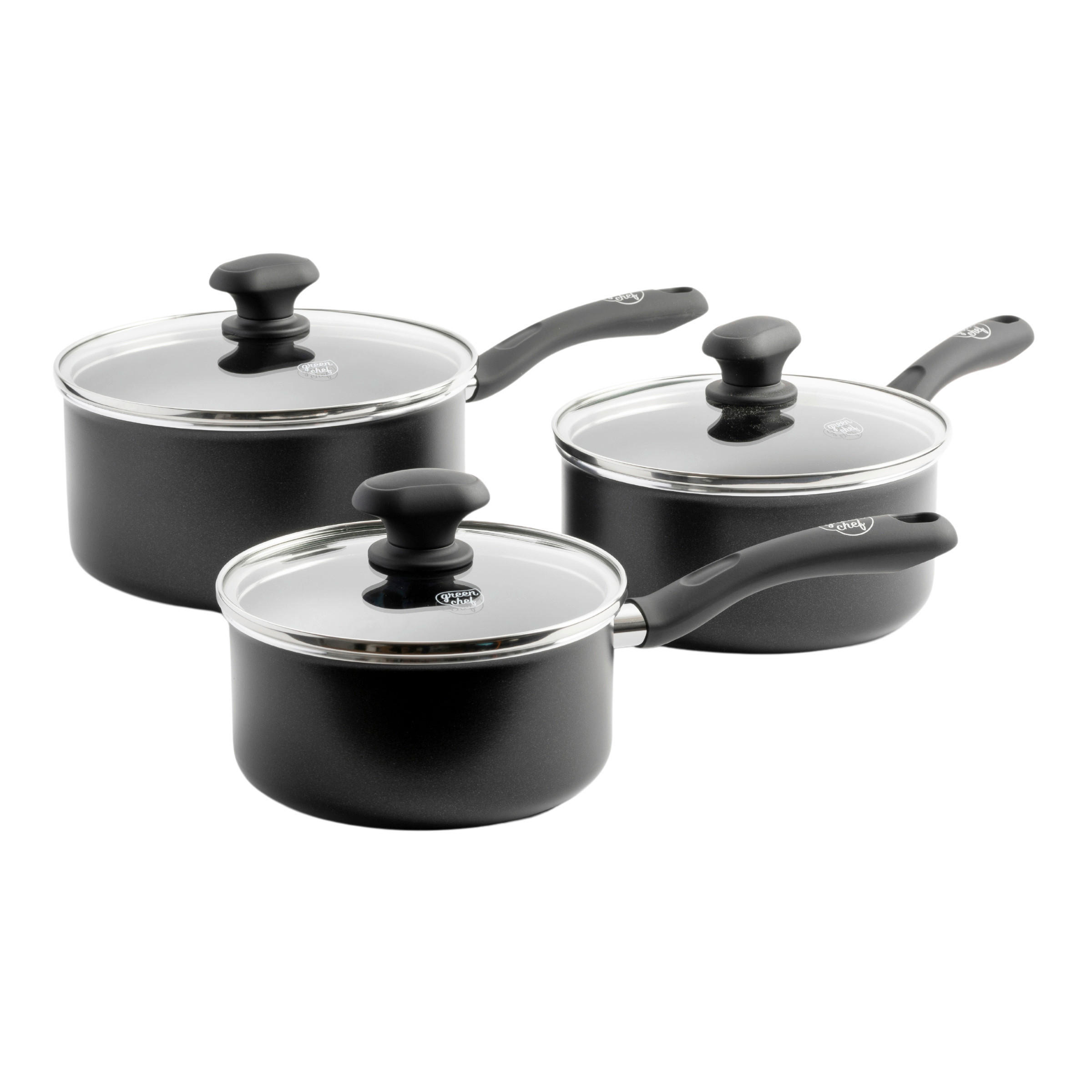 KOCHTOPFSET Savory 3-teilig  - Schwarz, Basics, Glas/Metall (16/18/20cm)