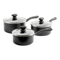 KOCHTOPFSET Savory 3-teilig  - Schwarz, Basics, Glas/Metall (16/18/20cm)