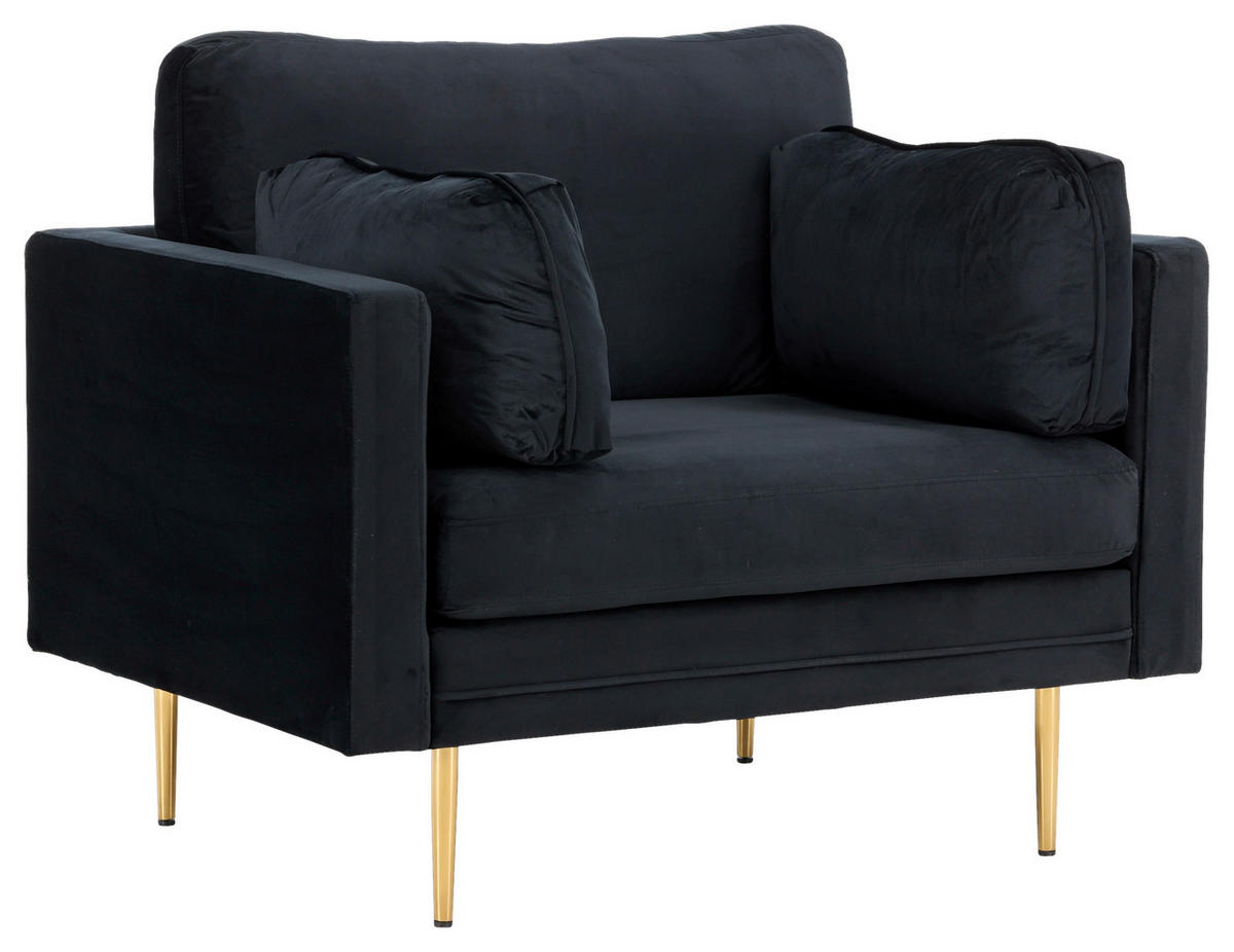 FÅTÖLJ i metall, textil svart, ljusbrun  - ljusbrun/svart, Design, metall/textil (110/84/86cm) - Livetastic