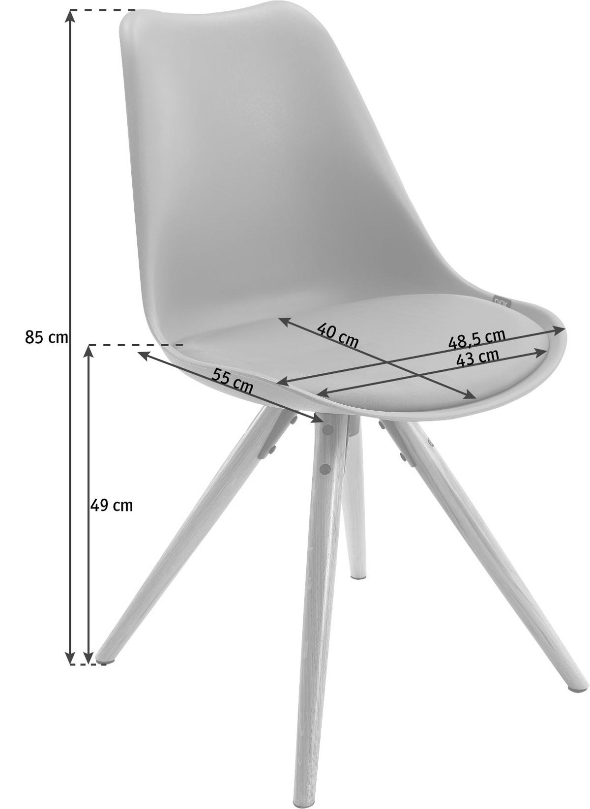 STUHL Lederlook Naturfarben, Grau  - Naturfarben/Grau, LIFESTYLE, Holz/Kunststoff (48,5/85/55cm) - Livetastic