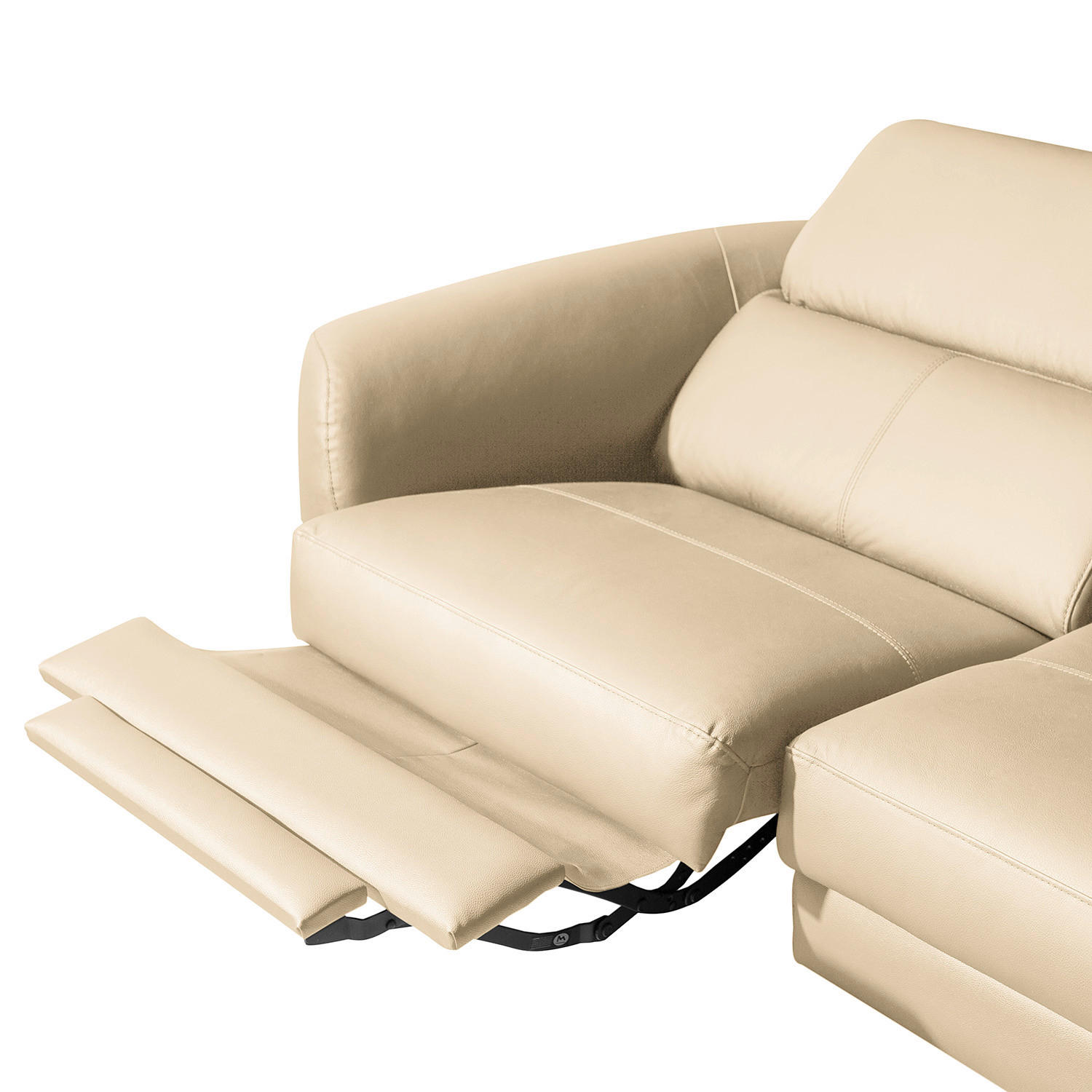 ECKSOFA Beige Echtleder Lederlook  - Beige/Schwarz, Design, Leder/Textil (261/183cm) - Livetastic