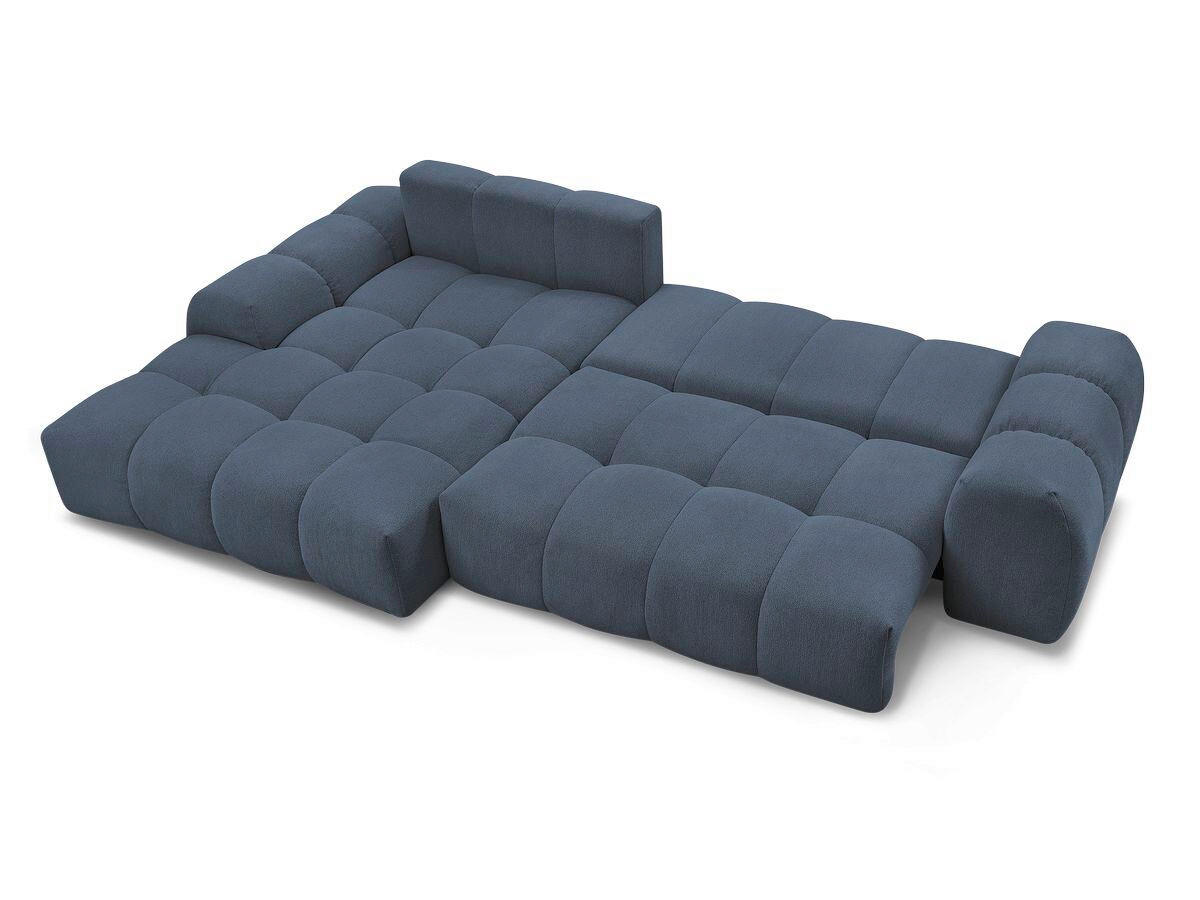 ECKSCHLAFSOFA EVEREST  mit Rücken echt, Armteil links, Armteil rechts Flachgewebe Dunkelblau  - Schwarz/Dunkelblau, MODERN, Kunststoff/Textil (180/318cm) - Livetastic