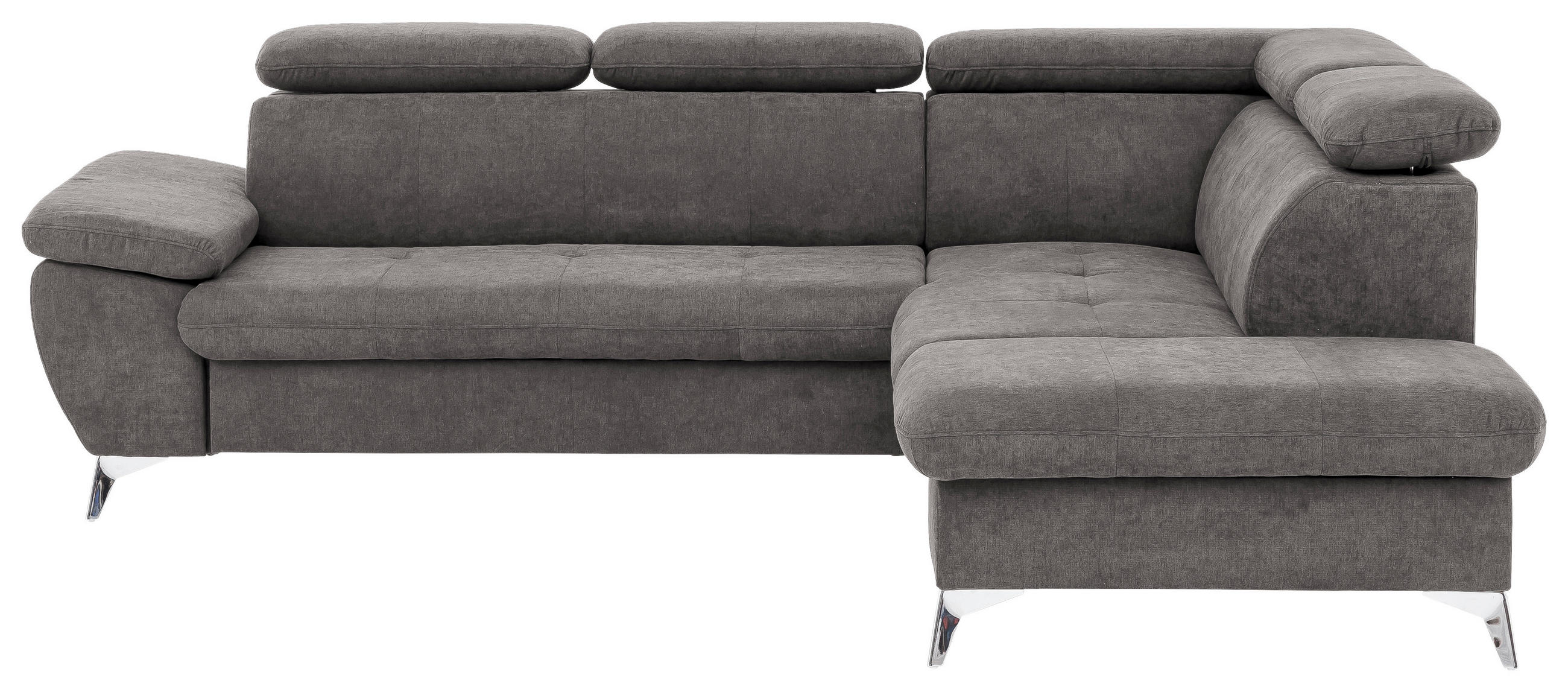 ECKSOFA in Mikrofaser Grau  - Chromfarben/Grau, Konventionell, Textil/Metall (256/209cm) - Livetastic