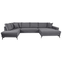 WOHNLANDSCHAFT ZERO Dunkelgrau Cord  - Dunkelgrau/Schwarz, Trend, Textil/Metall (195/362/173cm) - Livetastic