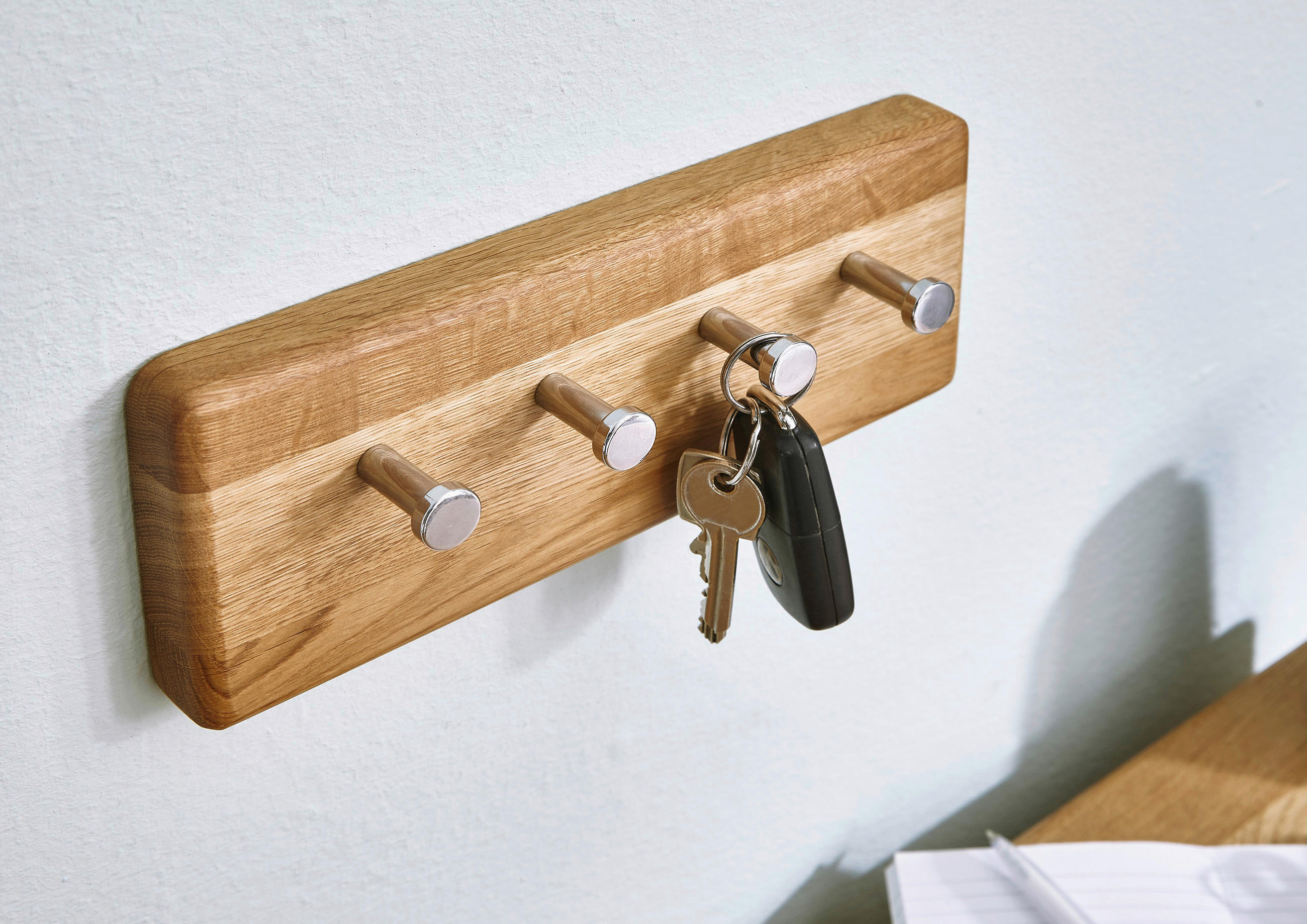 SCHLÜSSELBOARD Eiche massiv Eichefarben  - Eichefarben, Basics, Holz (25/10/5cm)