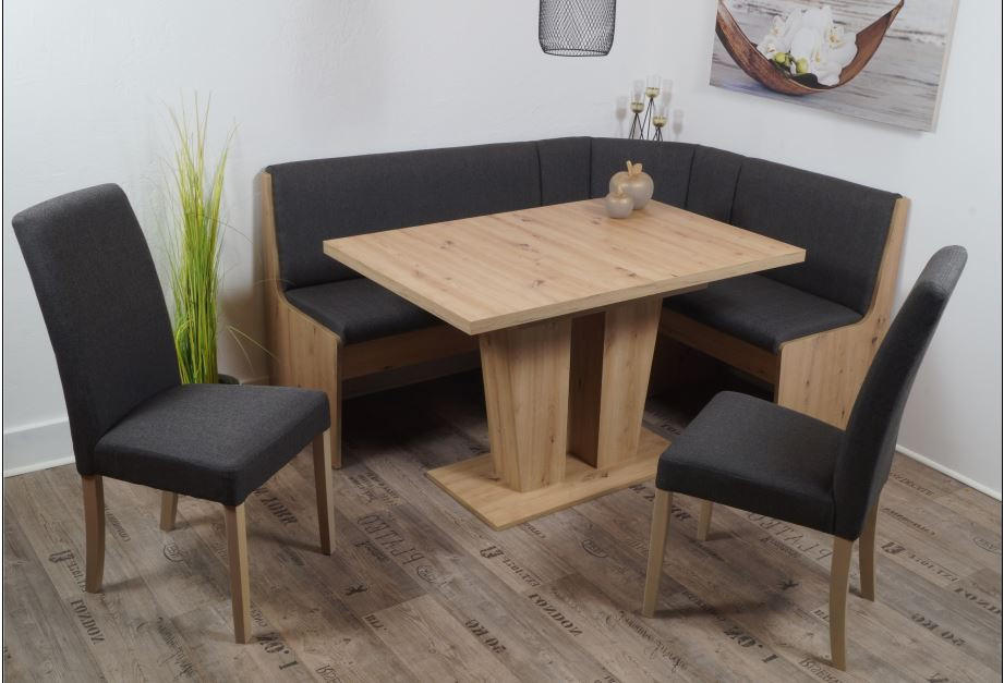 ECKBANKGRUPPE in Textil, Holzwerkstoff Dunkelgrau, Eiche Artisan  - Dunkelgrau/Eiche Artisan, KONVENTIONELL, Holz/Holzwerkstoff (125/165cm)