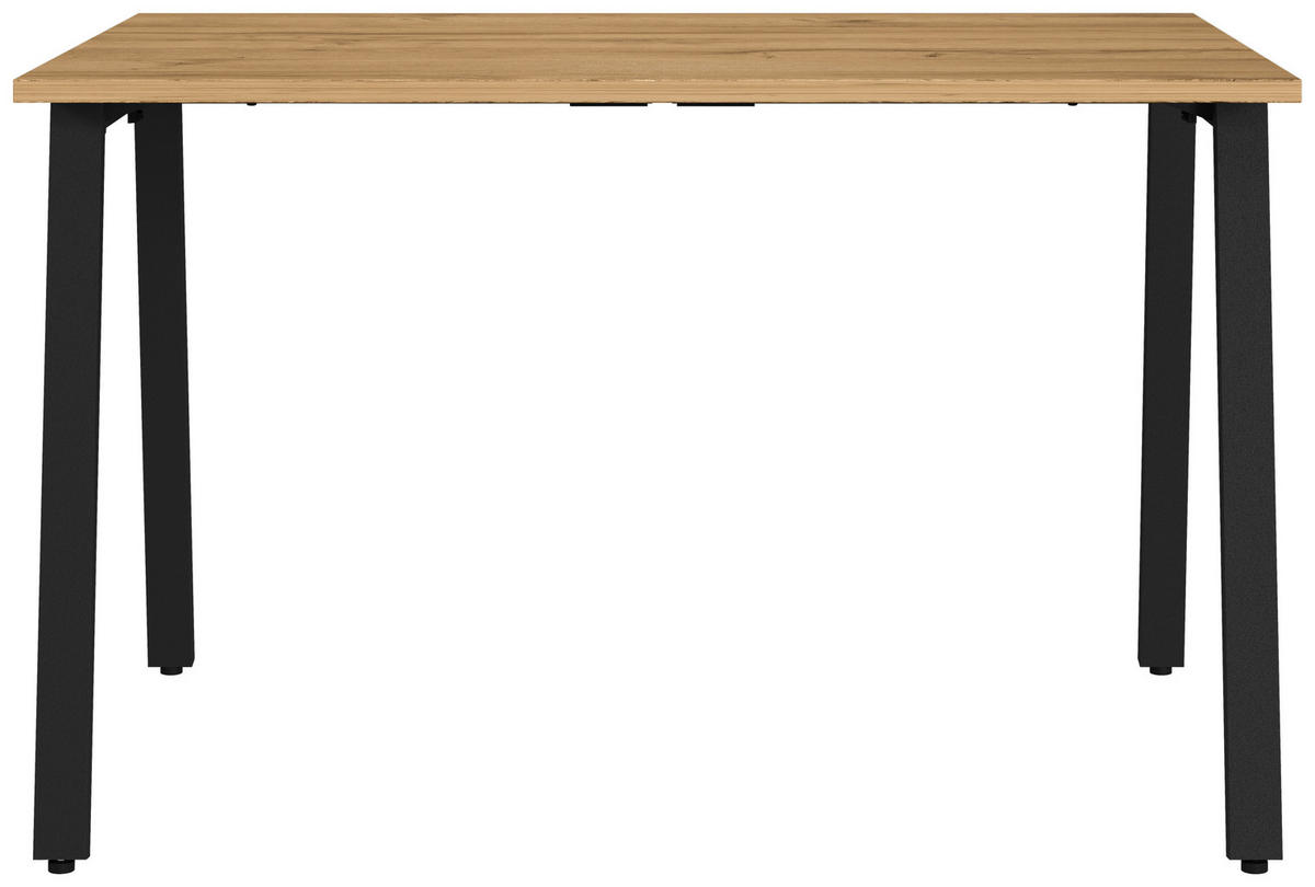 SCHREIBTISCH 120/80/75 cm  in Schwarz, Eichefarben  - Eichefarben/Schwarz, MODERN, Holzwerkstoff/Metall (120/80/75cm) - Novel