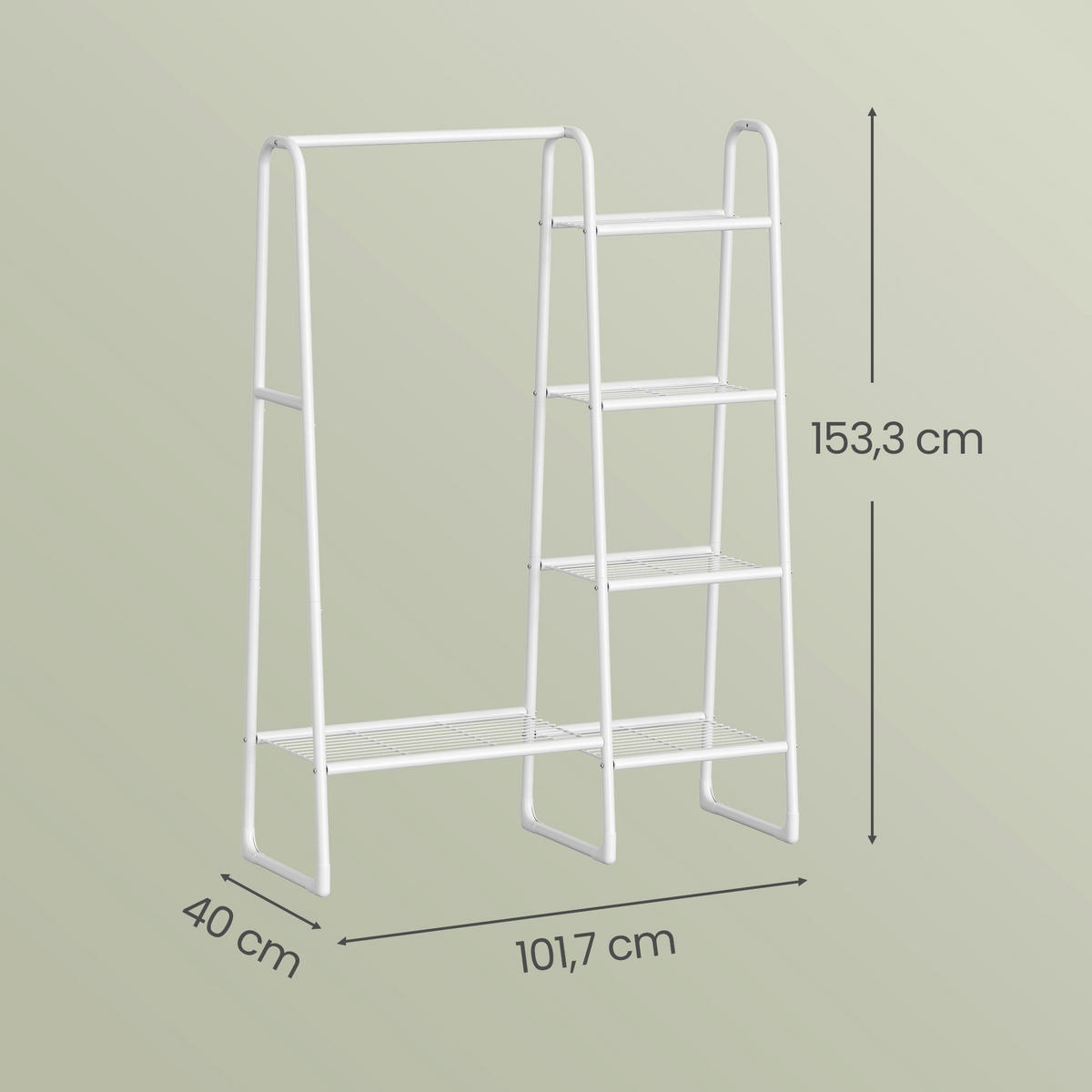 KLEIDERSTÄNDER in Weiß 101,7/153,3/40 cm   - Weiß, Trend, Kunststoff/Metall (101,7/153,3/40cm) - Boxxx
