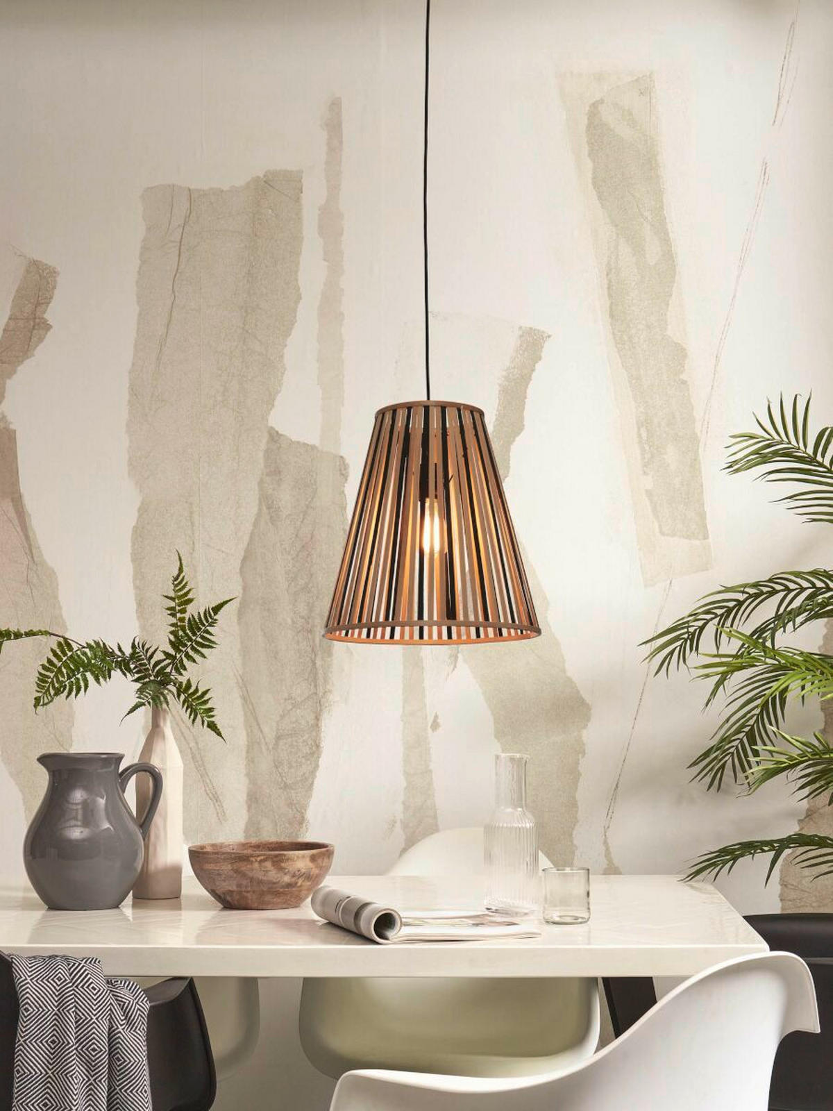 HÄNGLAMPA GOOD&MOJO 40/40/42 cm  - svart/naturfärgad, Trend, trä (40/40/42cm) - Good & Mojo