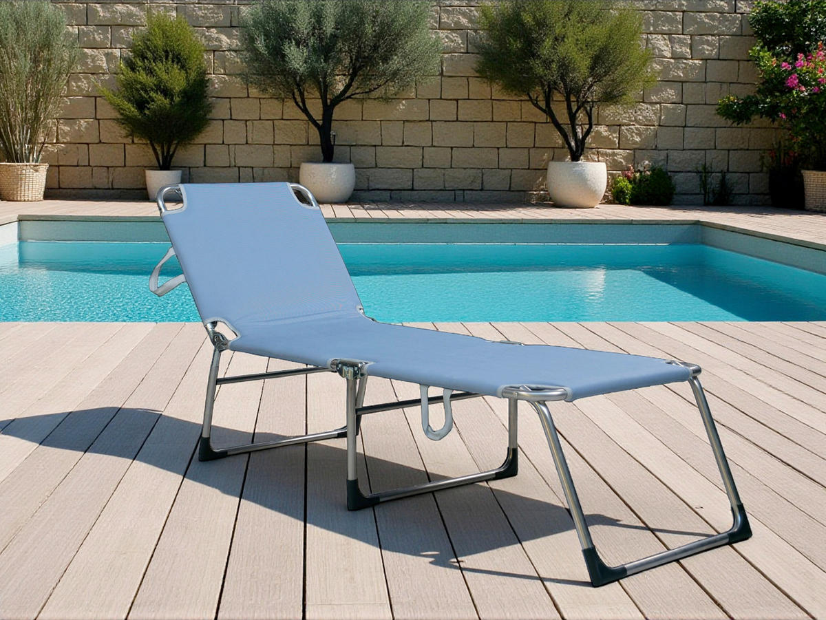 DREIBEINLIEGE 58/38/191 cm  - Blau, KONVENTIONELL, Textil/Metall (58/38/191cm)