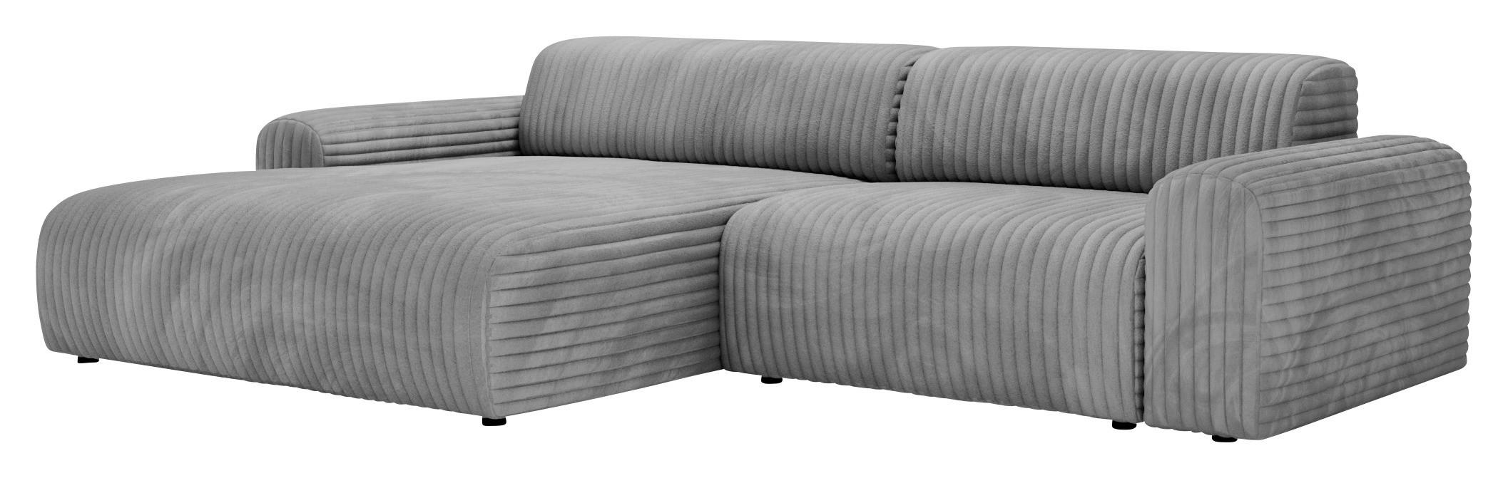 ECKSOFA in Cord Grau  - Schwarz/Grau, Design, Kunststoff/Textil (178/292cm) - Livetastic