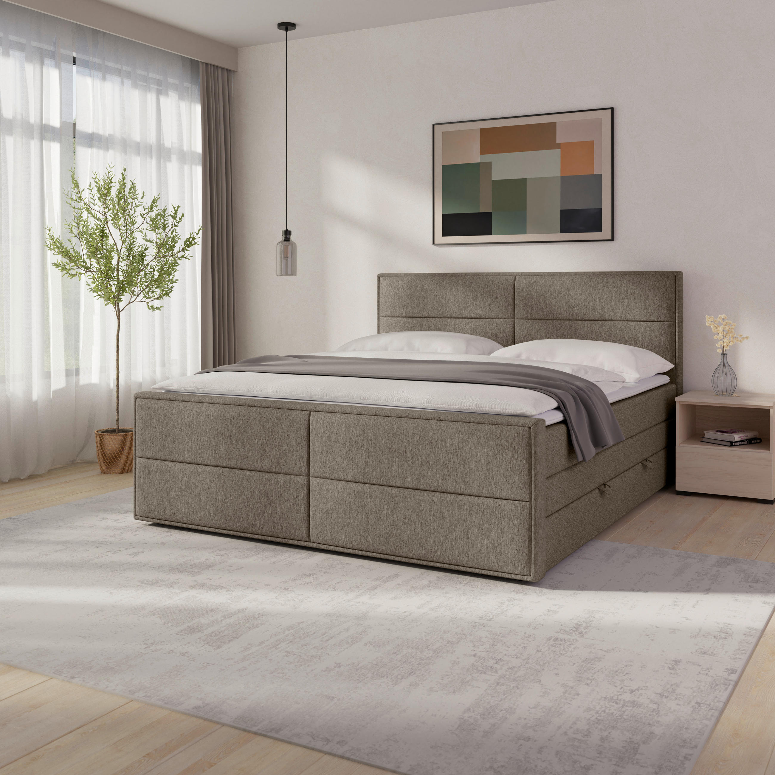 MID.YOU POSTEL BOXSPRING, 180/200 cm, béžová