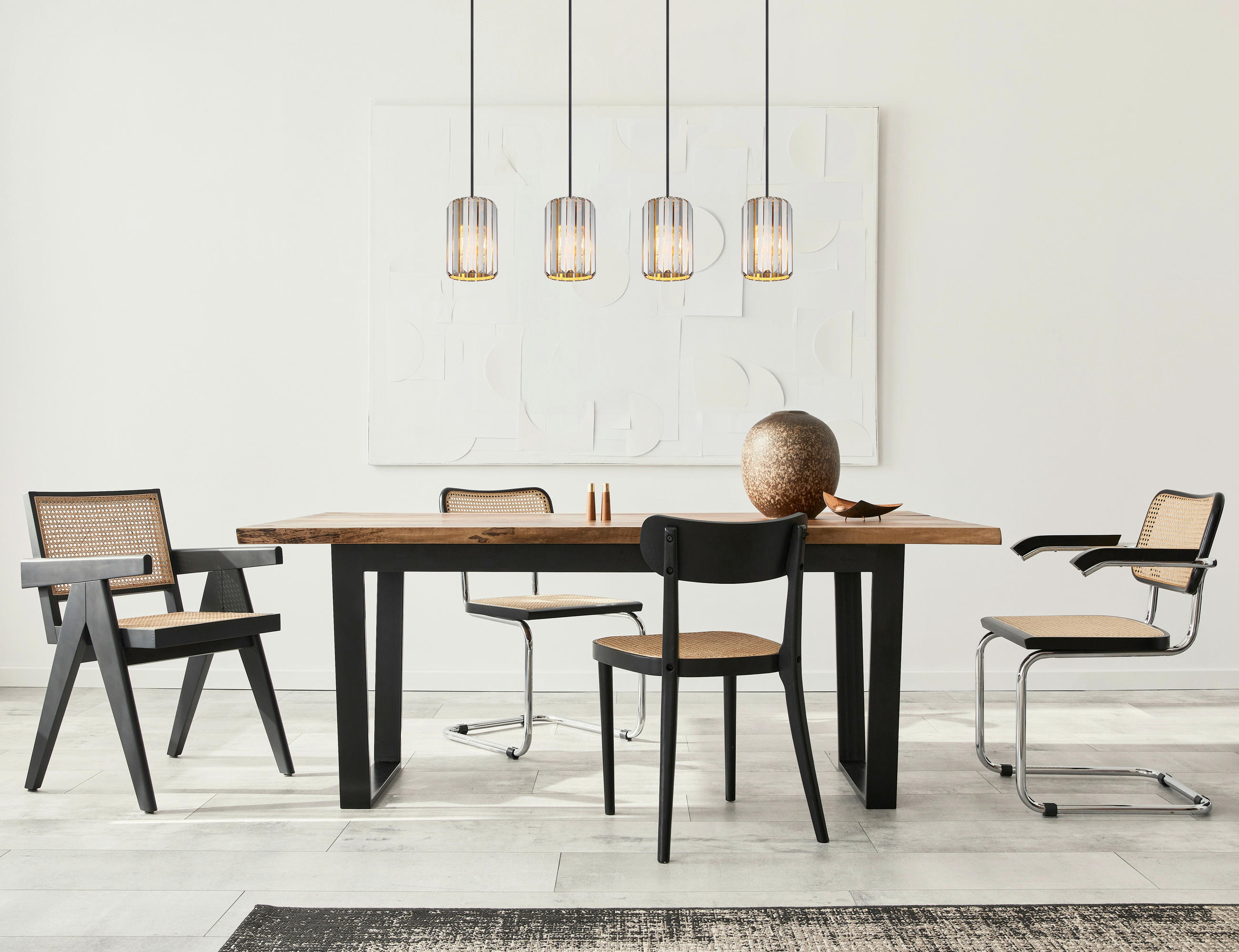 HÄNGELEUCHTE RUN 88/13,5/120 cm - Braun/Grau, Trend, Glas/Metall (88/13,5/120cm)