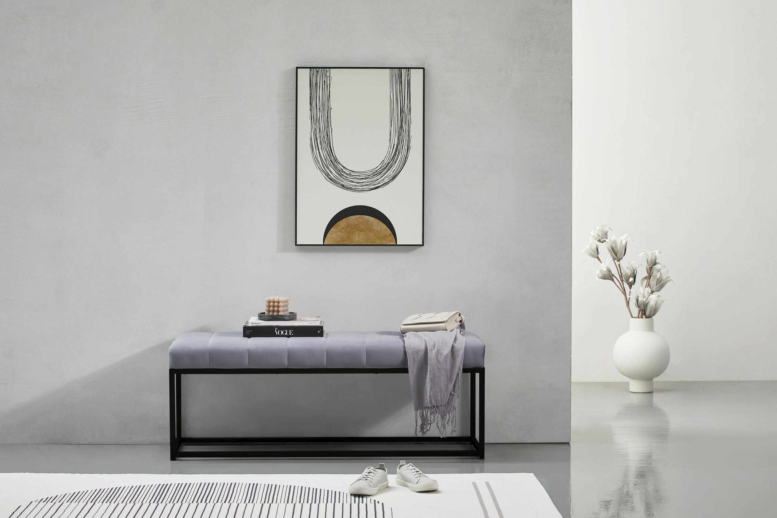 KLOP, kovina, tekstil siva, črna  - črna/siva, Trendi, kovina/tekstil (120/45/43cm) - Xora