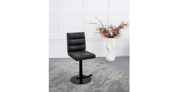 BARHOCKER Webstoff Anthrazit Eisen Stoffauswahl, Sitzfläche 360° drehbar  - Anthrazit/Schwarz, Design, Textil/Metall (42/90-117/58,5cm) - Novel