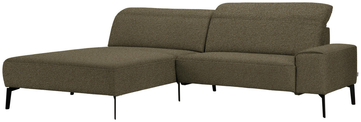 ECKSOFA in Mikrofaser Khaki  - Khaki/Schwarz, Design, Textil/Metall (203/266cm) - Johann Jakob