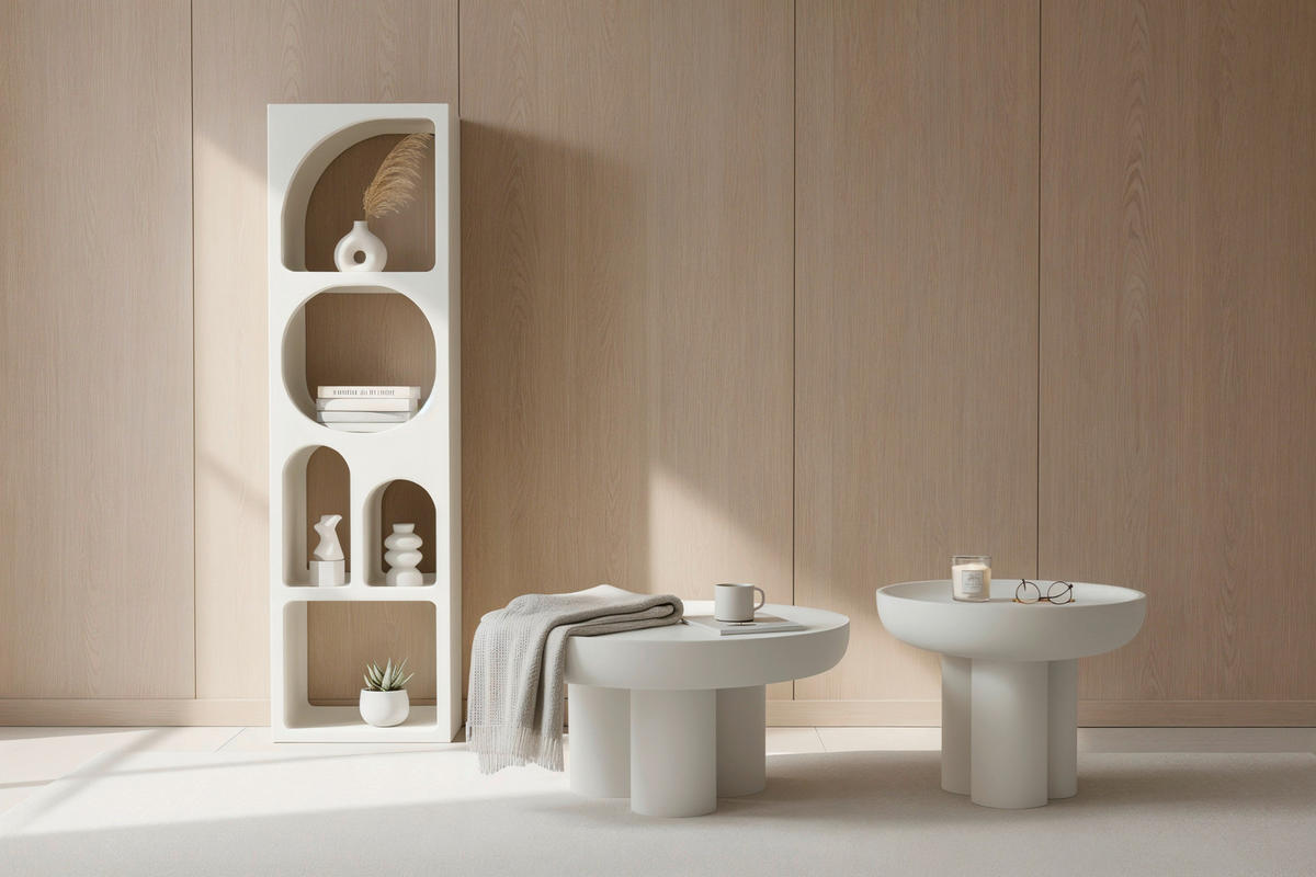 BEISTELLTISCH in Stein, Holzwerkstoff 50/50/47 cm  - Weiß, Design, Holzwerkstoff/Stein (50/50/47cm) - MID.YOU