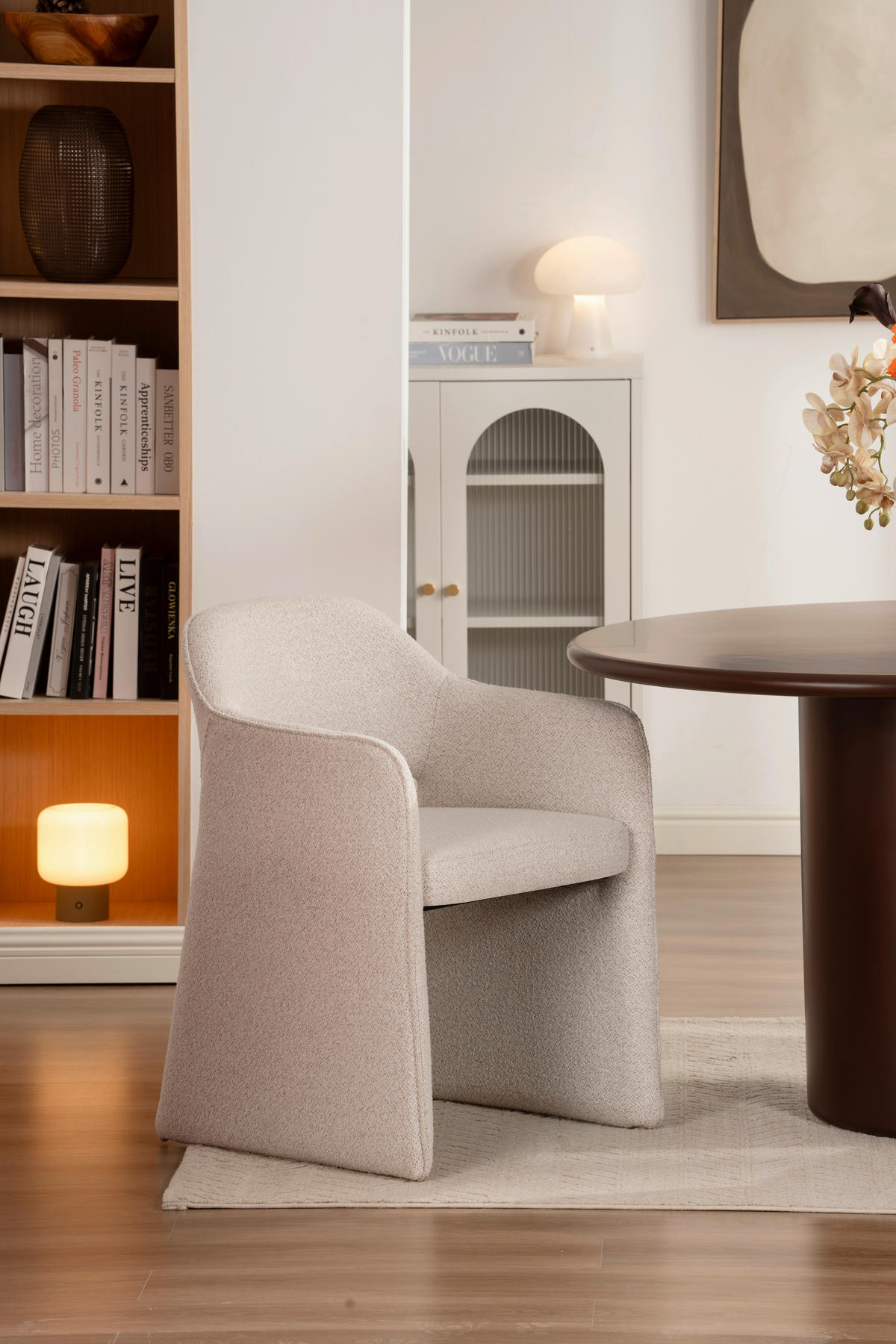 ARMLEHNSTUHL  in Eisen Bouclé  - Beige, Basics, Holz/Textil (60/81/61cm) - Livetastic