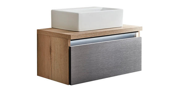 WASCHTISCHKOMBI 60 cm  - Eichefarben/Silberfarben, LIFESTYLE, Keramik/Holzwerkstoff (60cm) - Dieter Knoll