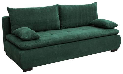 SCHLAFSOFA in Webstoff, Plüsch Dunkelgrün  - Dunkelgrün/Schwarz, Konventionell, Textil (203/72-96/98cm) - Novel