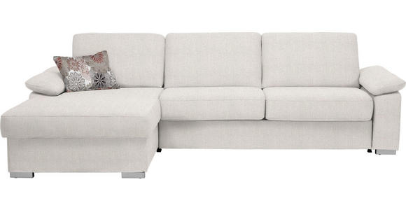 ECKSOFA in Flachgewebe Creme  - Chromfarben/Creme, KONVENTIONELL, Textil/Metall (176/285cm) - Novel