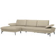 ECKSOFA in Echtleder Naturfarben  - Schwarz/Naturfarben, Design, Leder/Metall (157/325cm) - Dieter Knoll