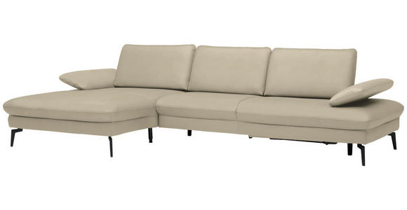 ECKSOFA in Echtleder Naturfarben 157/325 cm - Schwarz/Naturfarben, Design, Leder/Metall (157/325cm) - Dieter Knoll