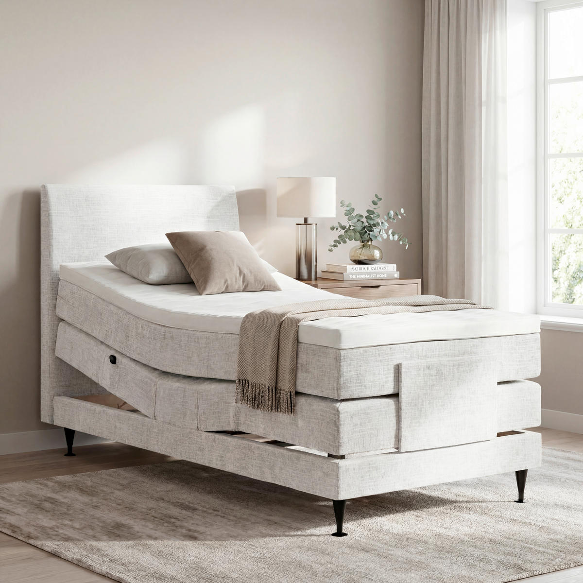BOXSPRINGBETT 100/200 cm  Silberfarben  - Silberfarben/Schwarz, Konventionell, Holzwerkstoff/Textil (100/200cm) - Welnova