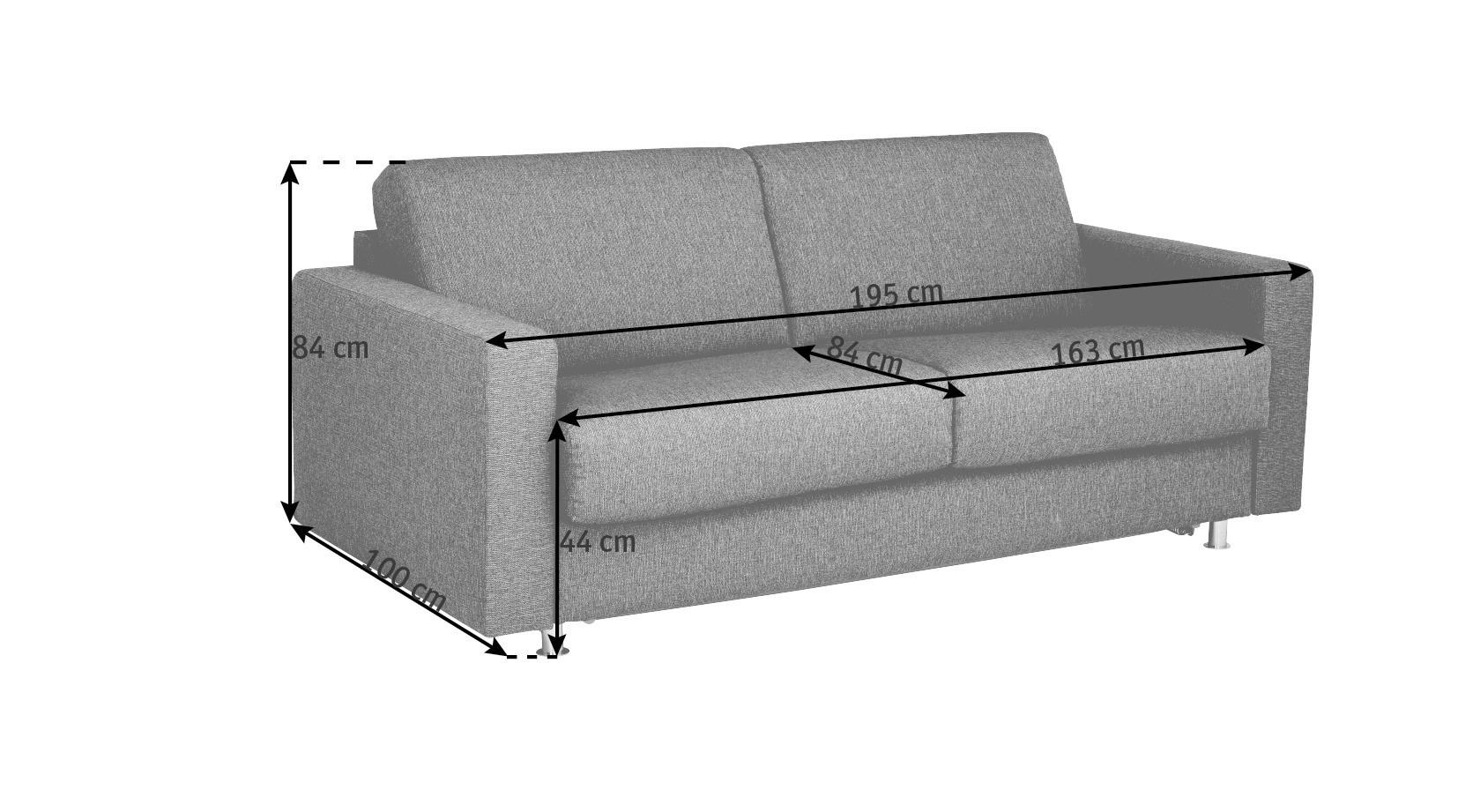 SCHLAFSOFA in Textil Grau  - Chromfarben/Grau, Design, Textil/Metall (195/84/100cm) - Bali